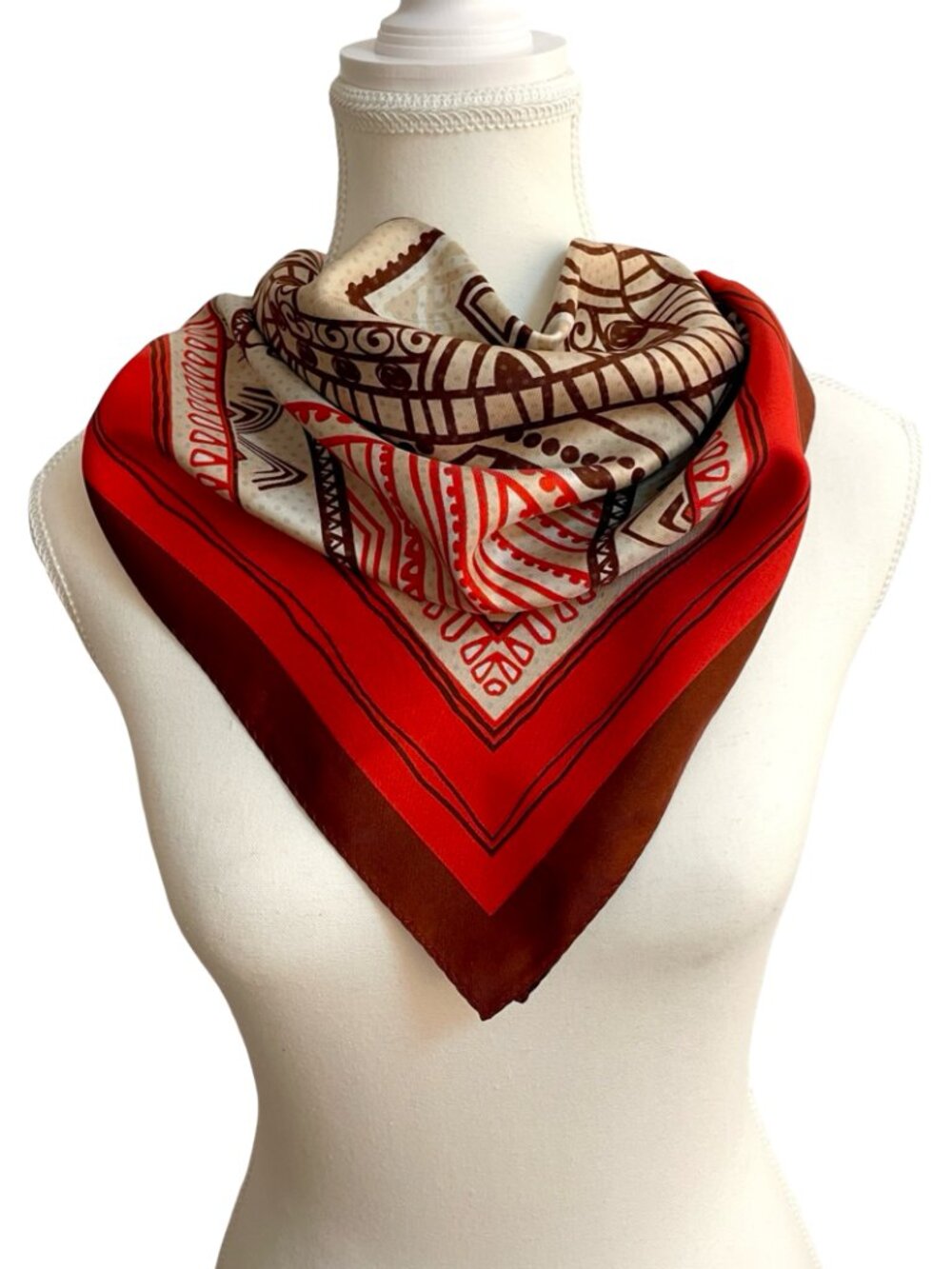 Wensli Silk Scarf 25” Square Geometric Print